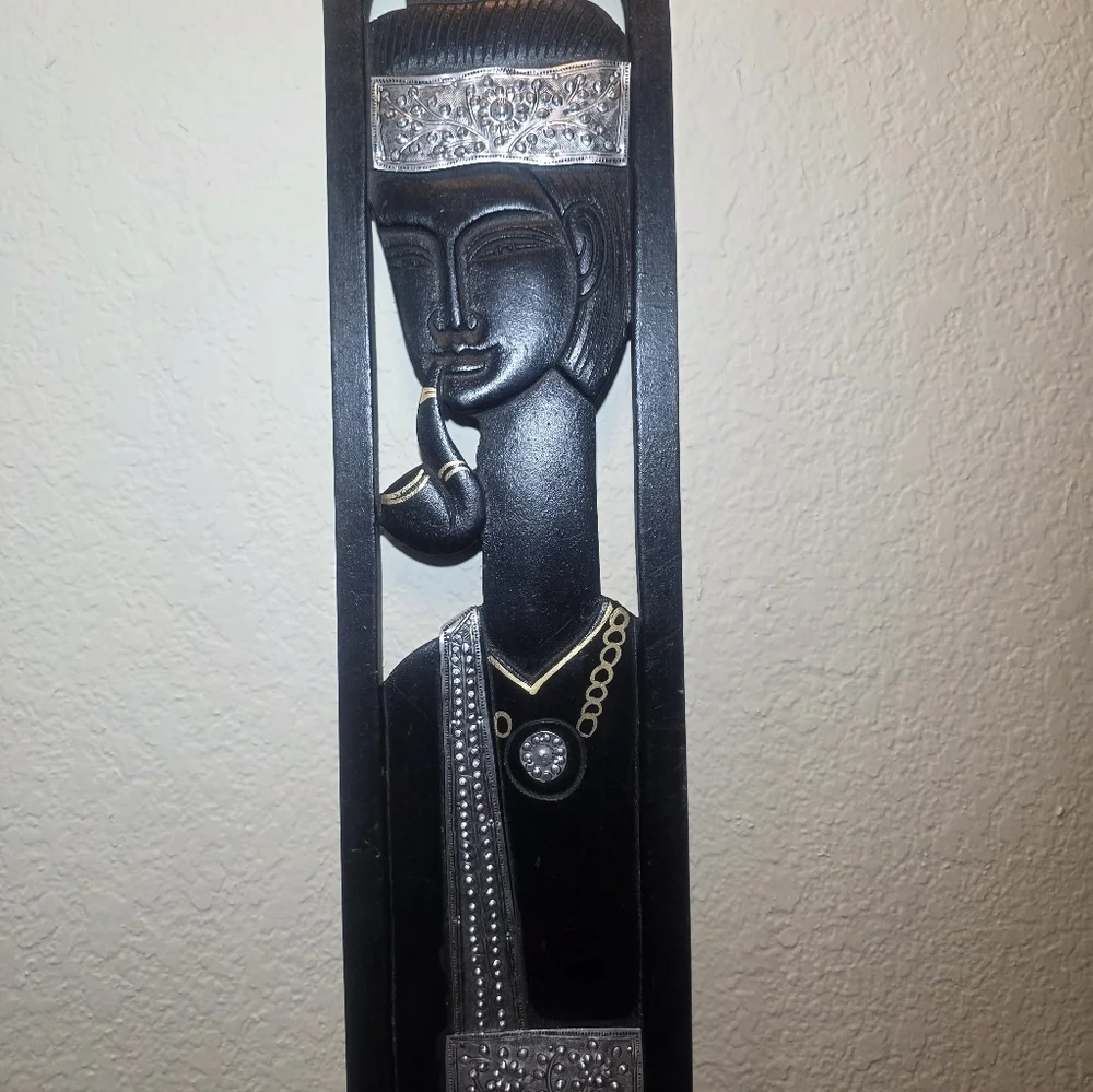 Vintage Wall Decor Handmade Wood & Metal Accent Black/silver